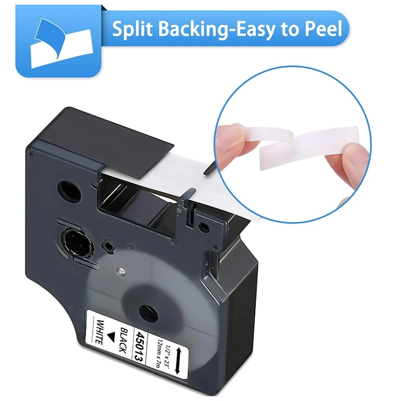 

6 Pack Compatible Dymo D1 Label Tape 45013 S0720530 Black On White 1/2 Inch X 23 Feet For DYMO Labelmanager