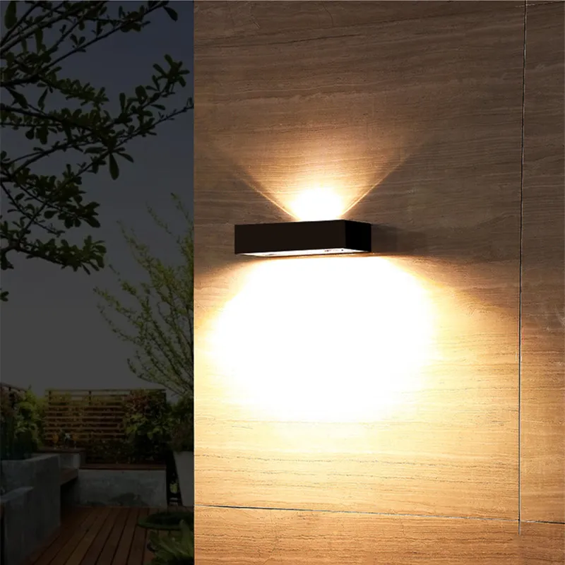 

LED Solar Wall Lamp Outdoor Waterproof Glow Up And Down Aluminum Energy-saving Solar Powered Light Street Garden Garage Lamps
