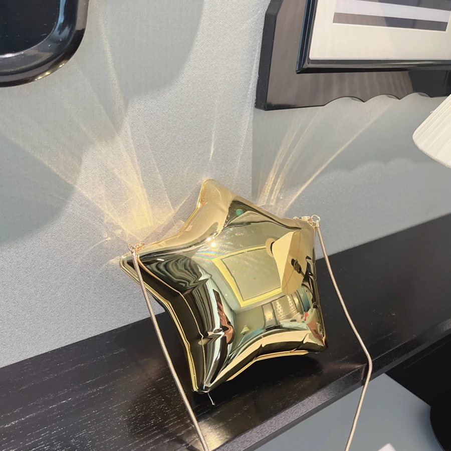 Серебряные Акриловые вечерние сумки в форме звезды женские цепочки из бутика