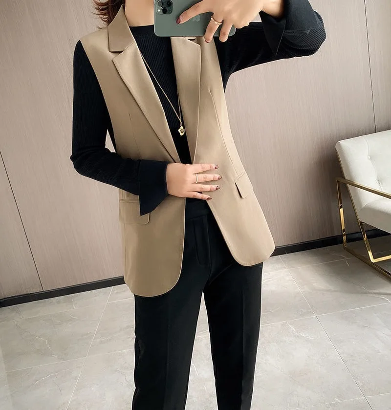Blazer for Women 2023 Summer New Sleeveless Blazer Trend Slim Solid Color Blazer Women Vest