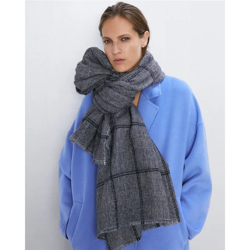 

New Cashmere-like Scarf of Z Family in Winter of Europe and America in 2019,Little Black Checker Warm Fashion Lady's Shawl Scarf
