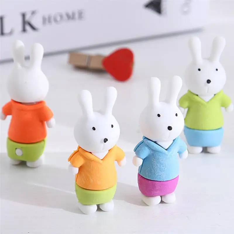 

16pcs Cartoon Rabbit Eraser Lovely Rabbit Ornament Multi-use Students Eraser