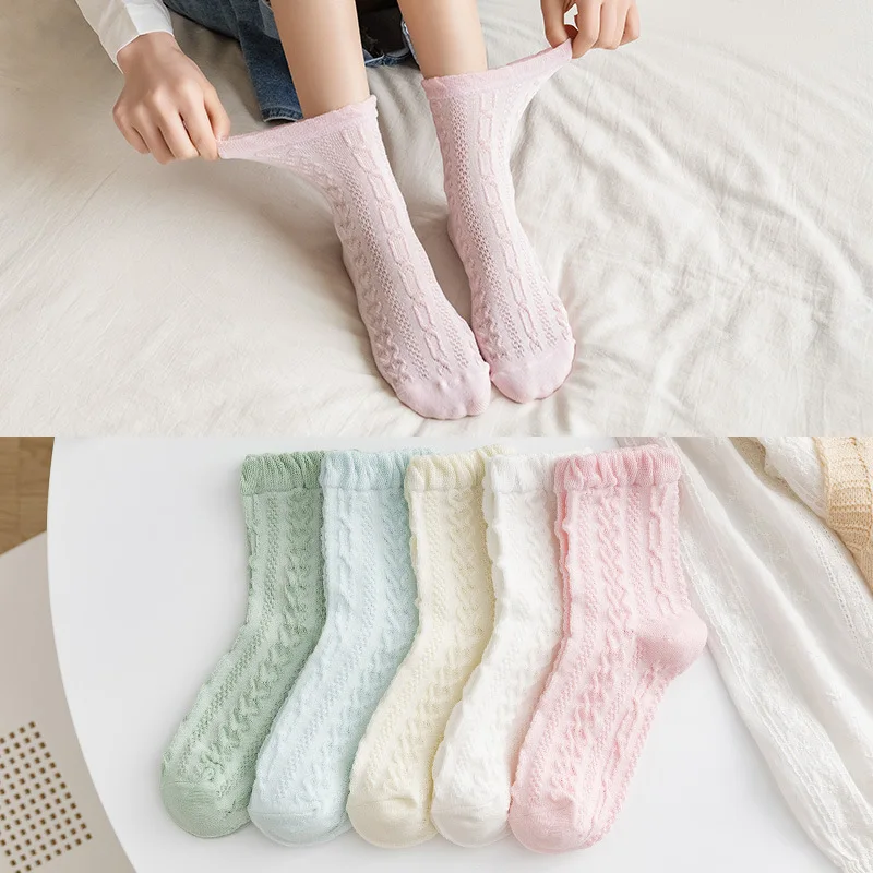 

Spring and Summer Love Thin Cotton Socks Loose Mouth Socks Medium Sleeve Summer Women's Underwear Socks Cute Cotton Socks