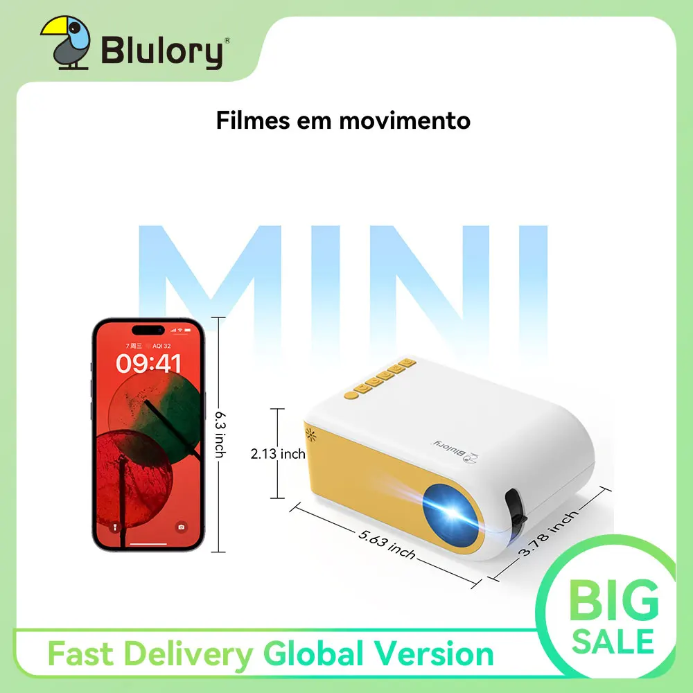

Мини светодиодный проектор Blulory, проектор Smart TV, аудио, HDMI, USB