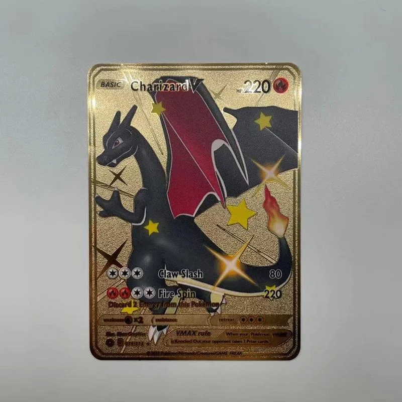 

NEW Pokemon Cards Metal V Card PIKACHU Charizard Golden Vmax Card Collection Gift Kids Game Collection Cards Christmas Gifts