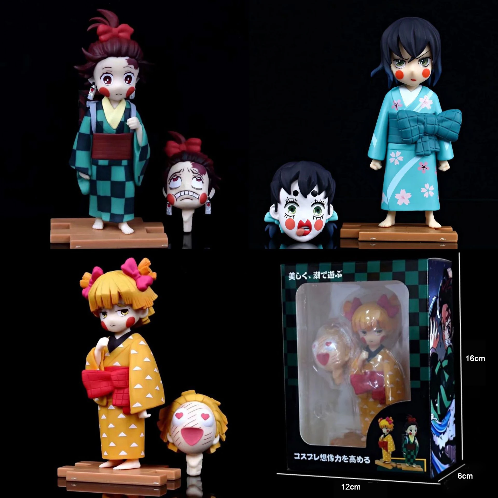 

Anime Demon Slayer Agatsuma Zenitsu Kamado Tanjirou Hashibira Inosuke PVC Action Figure Flower Street Kimetsu no Yaiba Model Toy