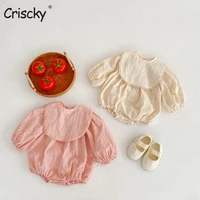 criscky kids spring puff sleeve solid romper elegant casual cute lovely girls outfits newborn sunsuit baby girl clothes
