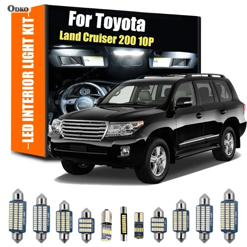 Фото Для Toyota Land Cruiser 200 10 шт. автомобильные светодиодные внутренние лампы комплект купольной лампы для чтения багажника автомобильные фары сигнальная лампа №1