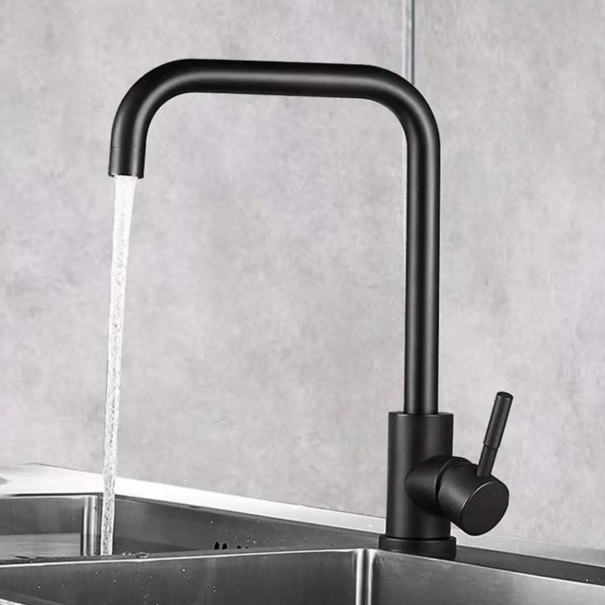 

Black Kitchen Faucet Stainless Steel Kitchen Sink Water Tap Hot and Cold Single Handle Tap 360 Rotation Kitchen Shower Faucet
