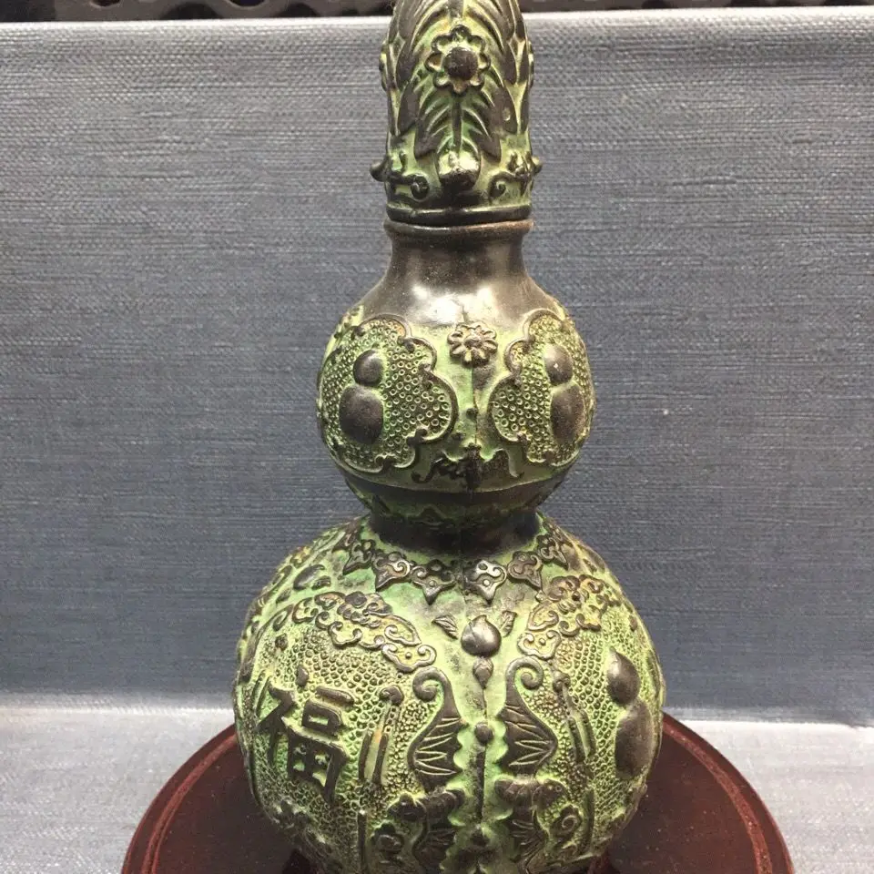 

Feng Shui Layout Bottle Gourd Decoration Crafts Antique Bronzes Chinese Classical Ornament Handicraft Collection Gift