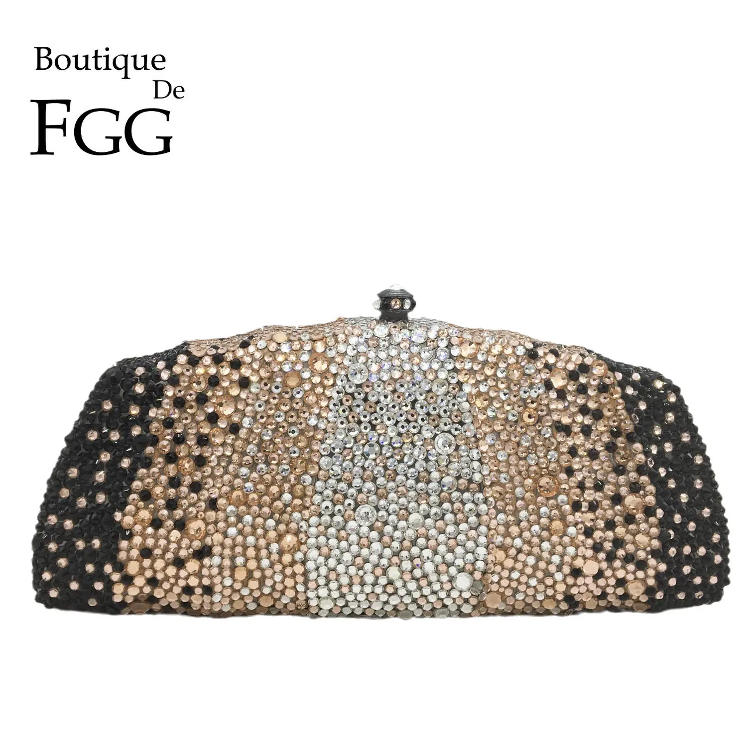 Boutique De FGG Elegant Women Crystal Clutch Evening Purses Bridal Wedding Party Clutch Minaudiere Rhinestone Handbags