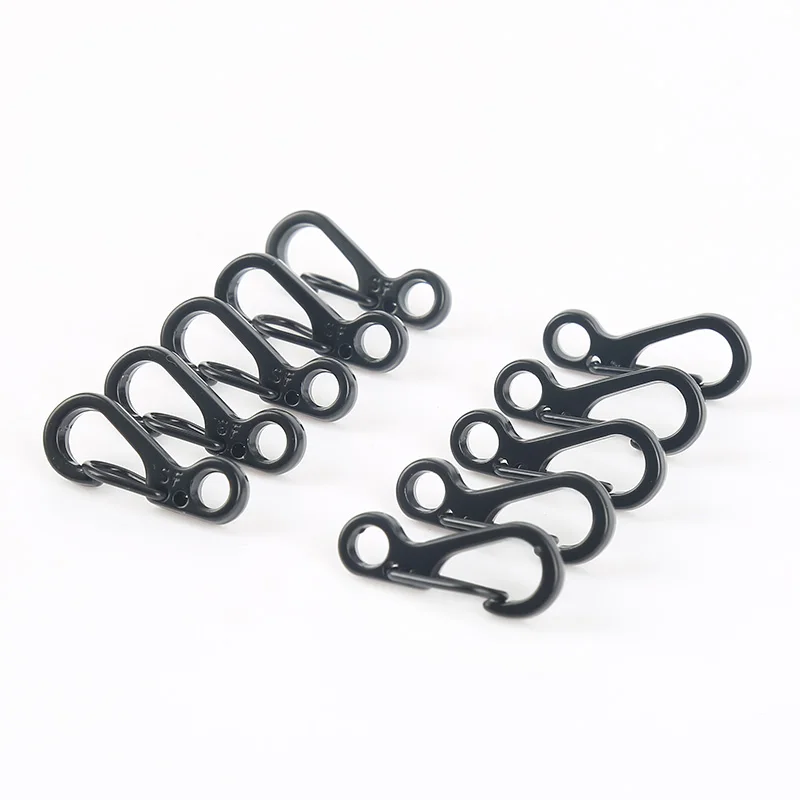 

10pcs/lot EDC Alloy Mini Paracord Carabiner Clips Outdoor Camping Snap Hooks Survival Buckle Black Protable Keychain Tools TSLM1