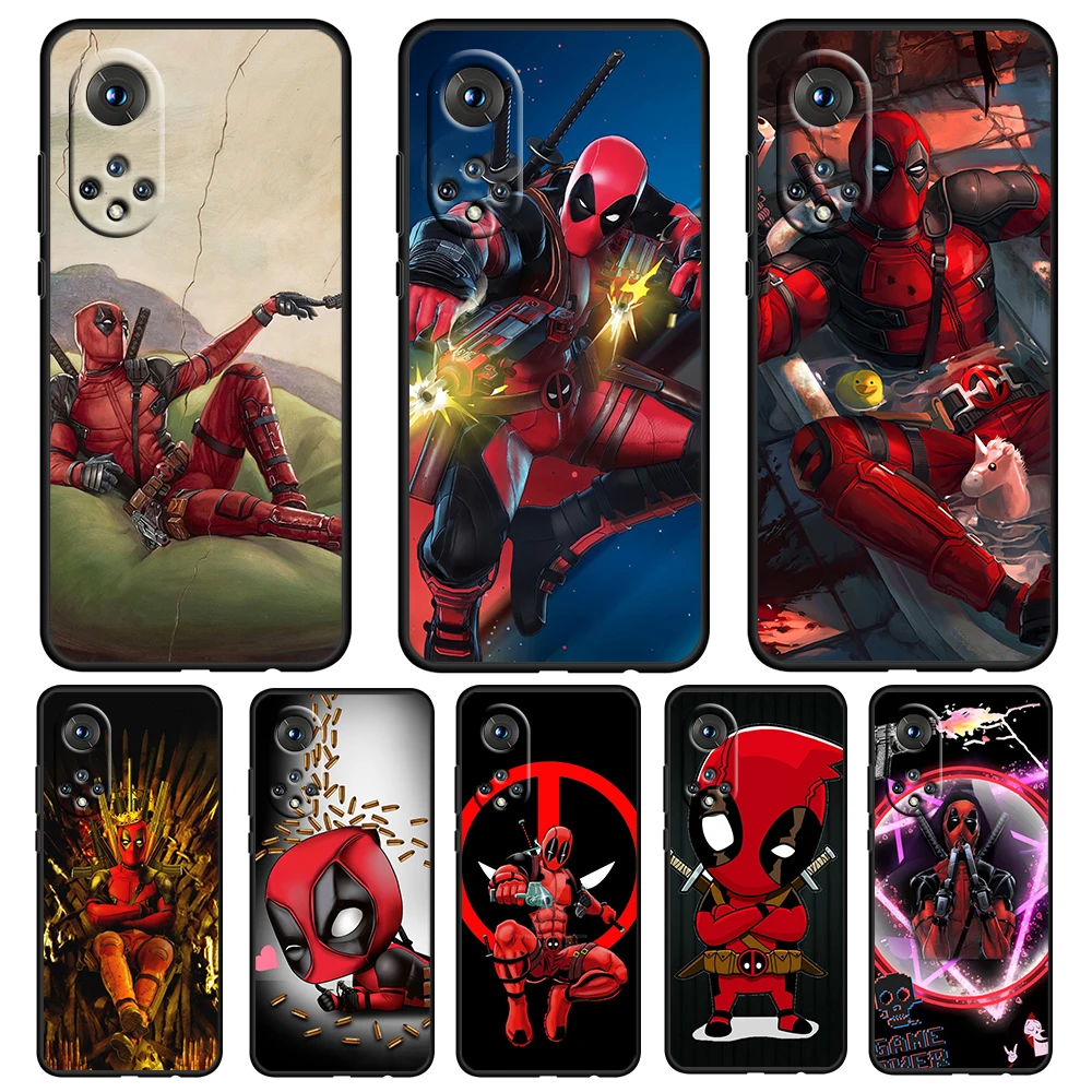 

Avengers Hero Deadpool For Honor 60 50 20 SE Pro X30 10X 10i 10 9X 9A 8X 8A Lite Silicone Soft TPU Black Phone Case Capa Cover