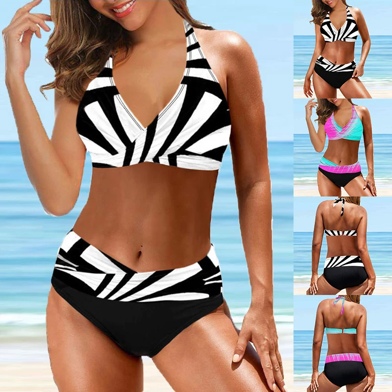 

Women Loose Swimsuit Two Pieces Tankini Female New Design Printing Monokini Summer Sexy Swimwear Fashion Bathing Suit Beachwear