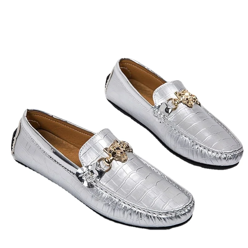 

European Station High Quality Crocodile Leather Pattern Tods Casual Shoes Men's Small Size Driving Slip-on Lofter Slip-on Shoes
