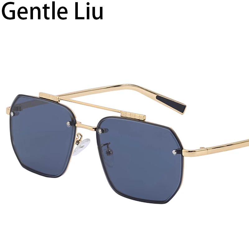 

Oversized Rimless Square Sunglasses Men 2022 Luxury Brand Frameless Sun Glasses for Male Vintage Double Beam Eyewear UV400