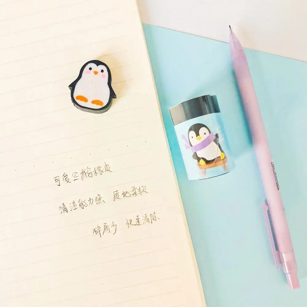 

10pcs Cute Cartoon Penguin Erasers For Kids Rubber Kawaii Stationery School Office Supplies Easy Clean Funny Z4u2