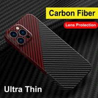 luxury carbon fiber pattern ultra thin shockproof case for iphone 13 12 11 pro xs max x xr 7 8 plus mini camera protection cover