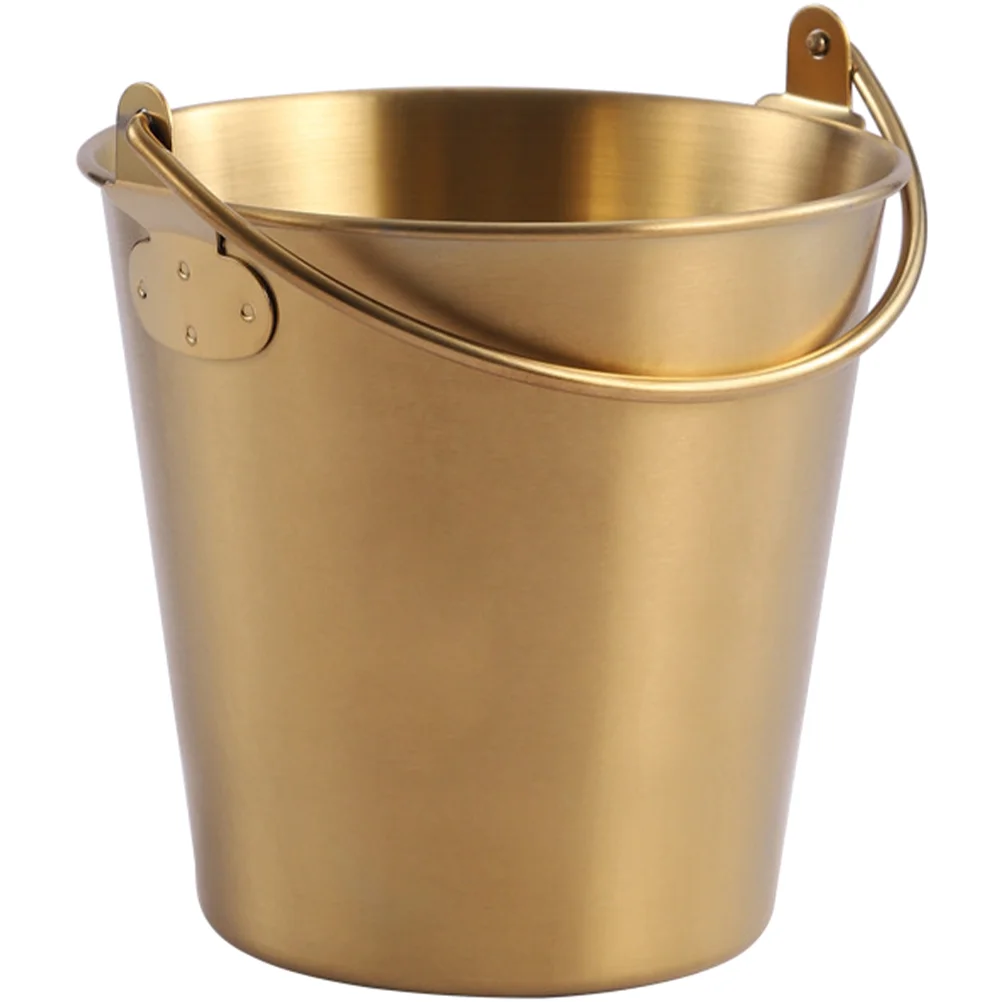 

French Fries Chicken Bucket Handle Storage Holder Food Container Snack Party Small Stainless Steel