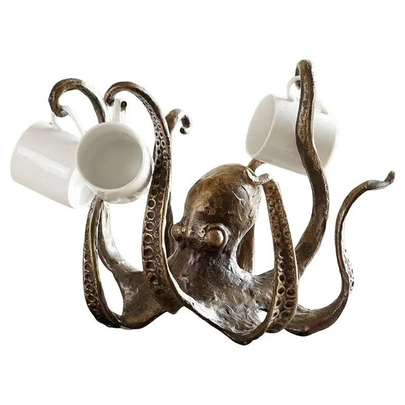 

Octopus Coffee Mug Holder Home Storage Mug Hooks Fun Cup Holder Jewelry Holder Octopus Sculpture Crafts Vintage Style Resin