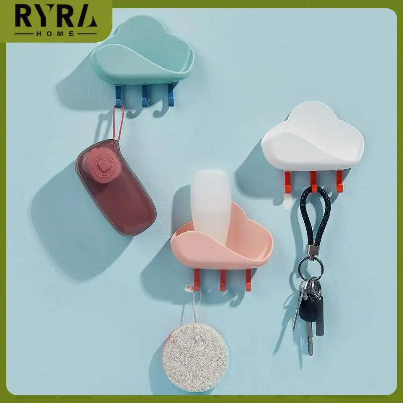 

Sturdy Cloud Hook Multi-use Wall Hanging Soap Dish Free Punch Strong Viscose Soaps Shelf Durable Soap Holder Cartoon Plastic