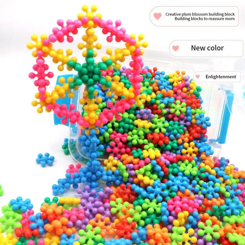 

Children 3D Rotatable Plum Blossom Building Blocks Bricks Toy DIY Assembling Snowflakes Blocks Early Educational Toys Kids Gift