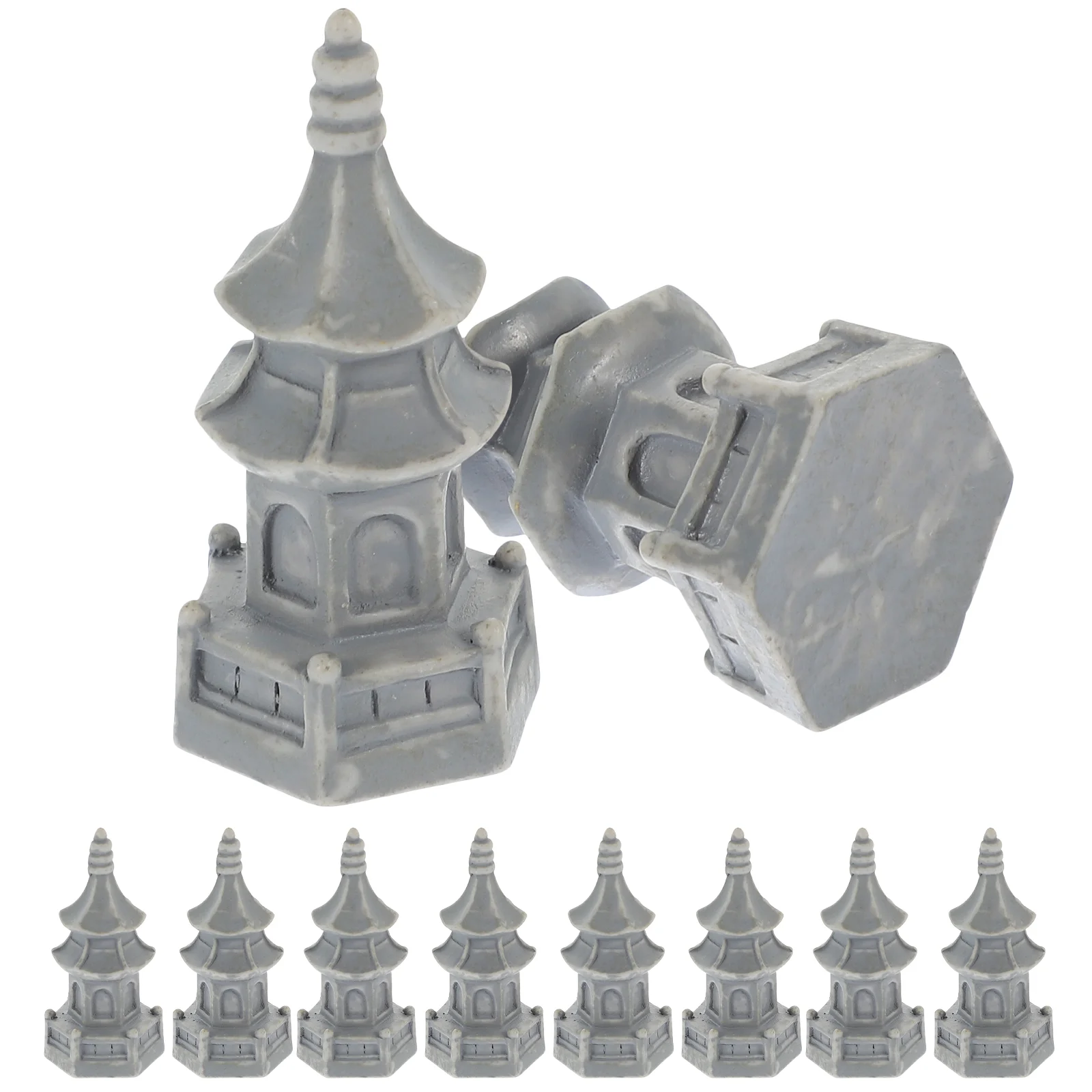 

10 Pcs Bathroom Decorations Tower Ornament Vintage Figurine Table Unique Pagoda Pavilion Travel