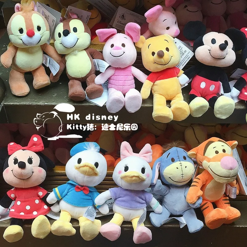 7Inch Disney Genuine NUIMOS Minnie Mickey Donald Duck Chip Angel Stitch Marie Movable Doll Kawaii Anime Plush Kids Toys