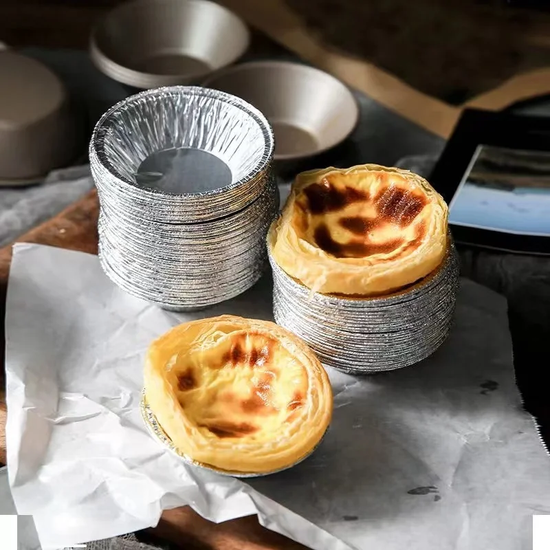 

100/200Pcs Disposable Round Egg Tart Mold Aluminum Foil Cups Baking Cookie Pudding Cupcake Mould Egg Tart Mold Egg Tart Mold