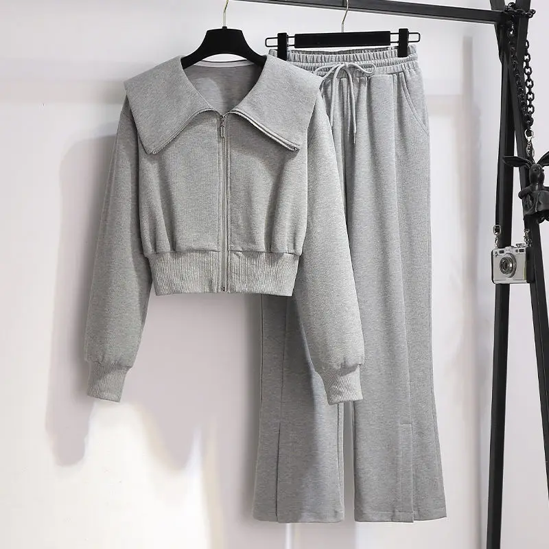 

2022 Spring Women's Sports Suit Long-Sleeve Leisure Jogging Short Sweatshirt Jacket + Trousers Two-Piece Sets Sportswear E181