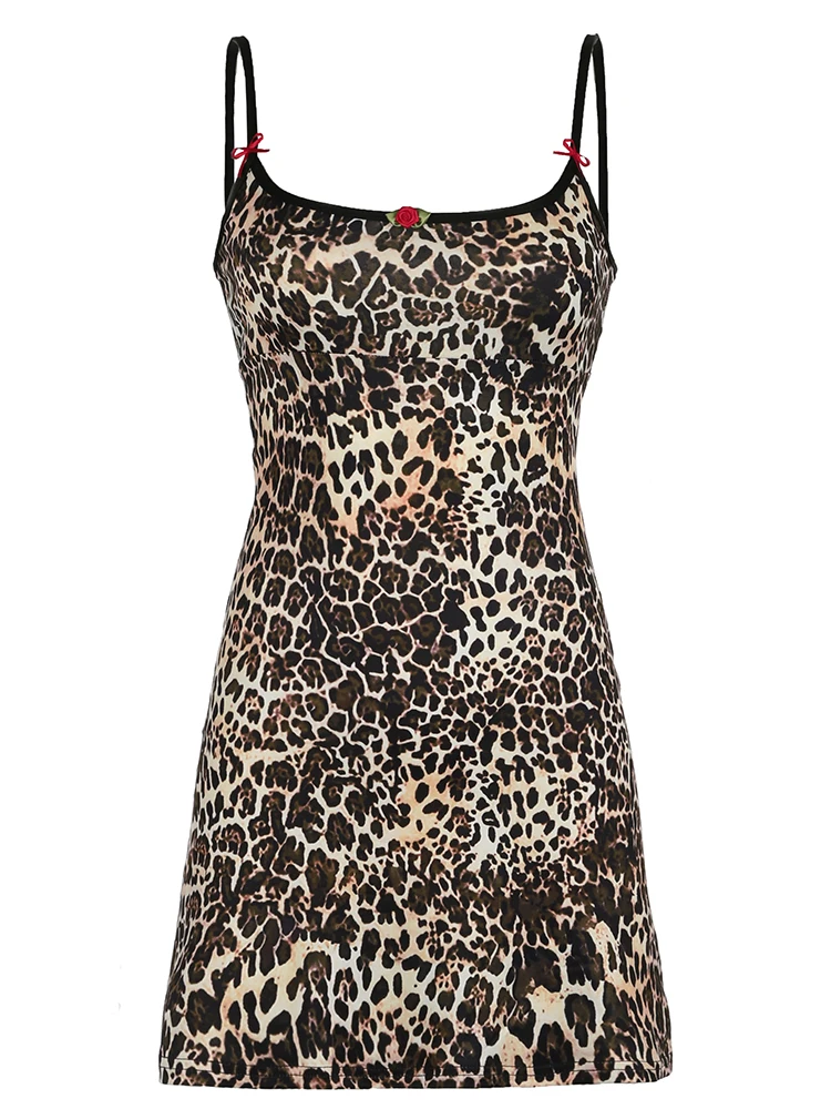 Женское Платье На Тонких Бретельках С Леопардовым Принтом И Талией