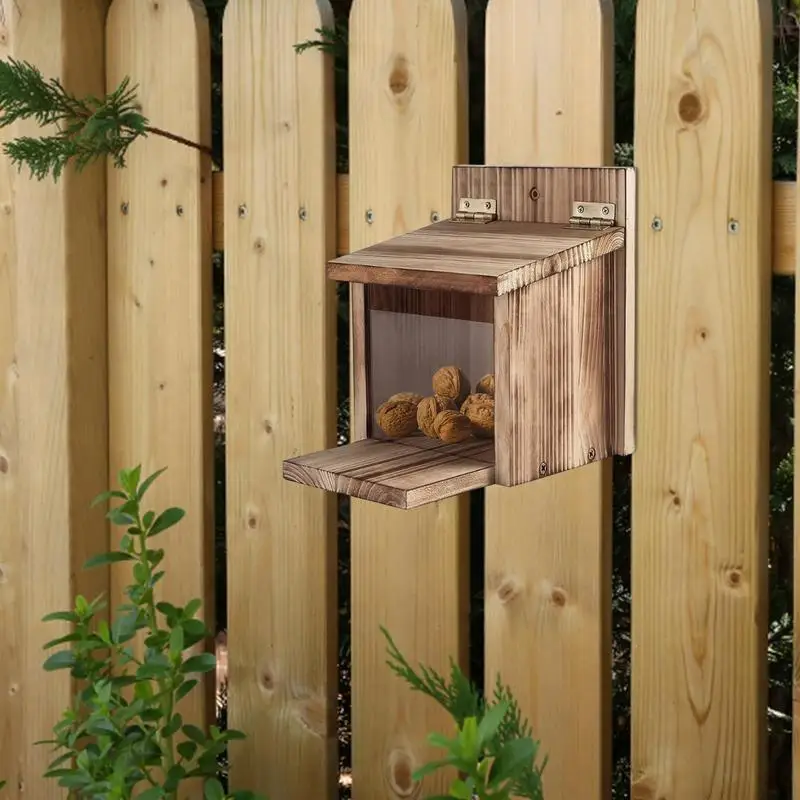 

Wooden Squirrel Feeder Outdoor Hanging Bird Feeder House Outdoor Hanging Bird Cage House Pet Supplies For Garden Yard Outside