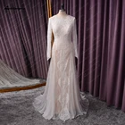 Женское свадебное платье в стиле бохо, кружевное свадебное платье с длинным рукавом, садовое свадебное платье, элегантное пляжное платье