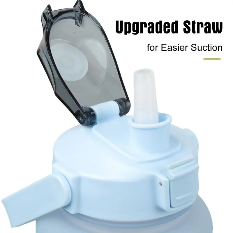

Water Bottle with Straw Portable Travel Camping Bottles Fitness Bike Cup Summer Cold Water Jug with Time Marker Reusable Cups