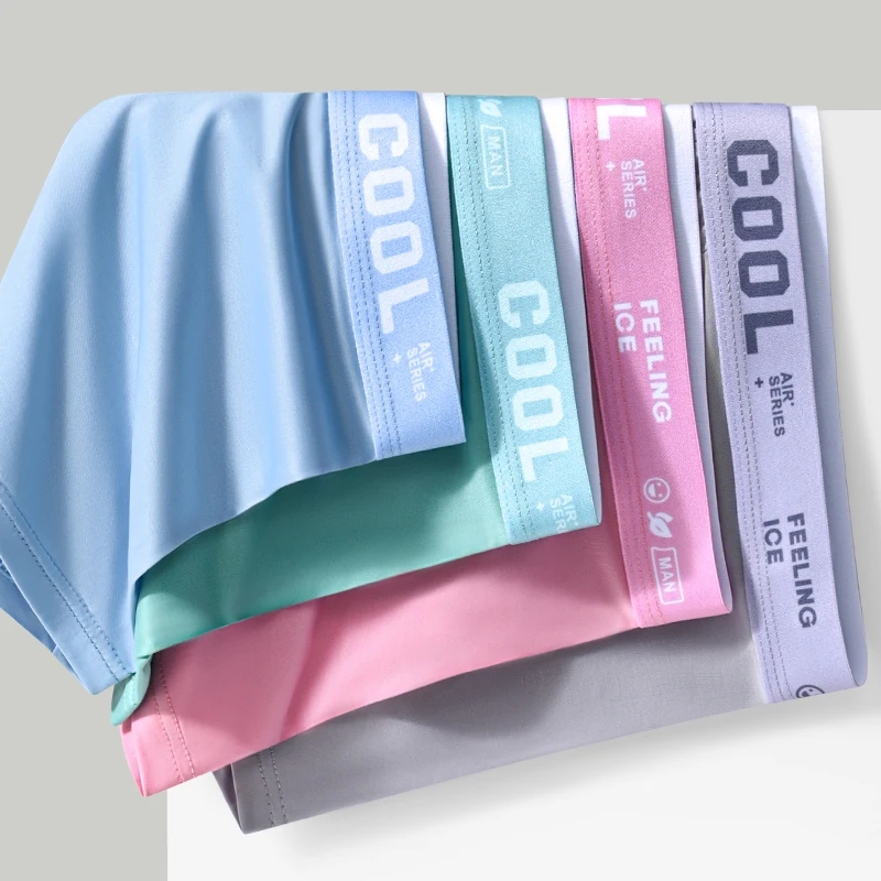 Men's Panties Sexy Underwear For Men Boxer Shorts Ice Silk Men Underpants Breathable Thin Seamless Boxers Large Size L-5XL