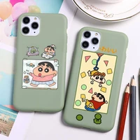 crayon shin chan phone case for iphone 13 12 11 pro max mini xs 8 7 6 6s plus x se 2020 xr candy green silicone cover