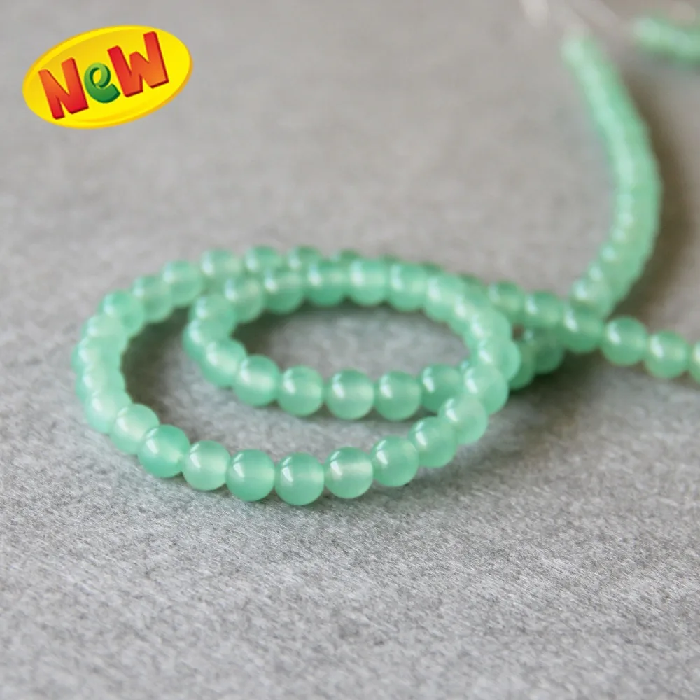 

6mm Fashion Natural Light Green Emerald Gemstone Beads Round Shape Stone Loose Beads 15inch Fashion Jewelry Making Design