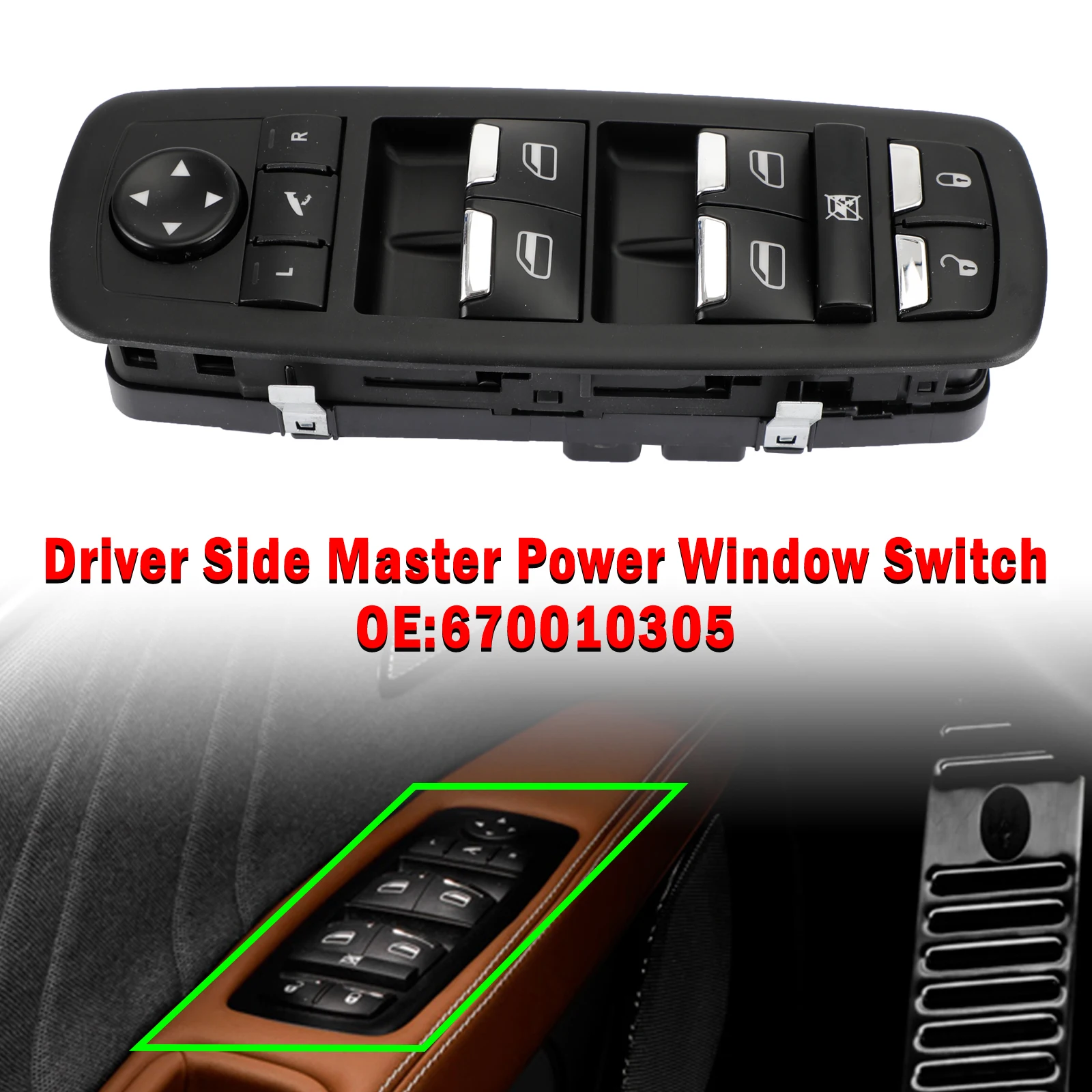 

Areyourshop Driver Side Master Power Window Switch 670010305 for Maserati Ghibli 2014-2018 Car Accessories Auto Parts