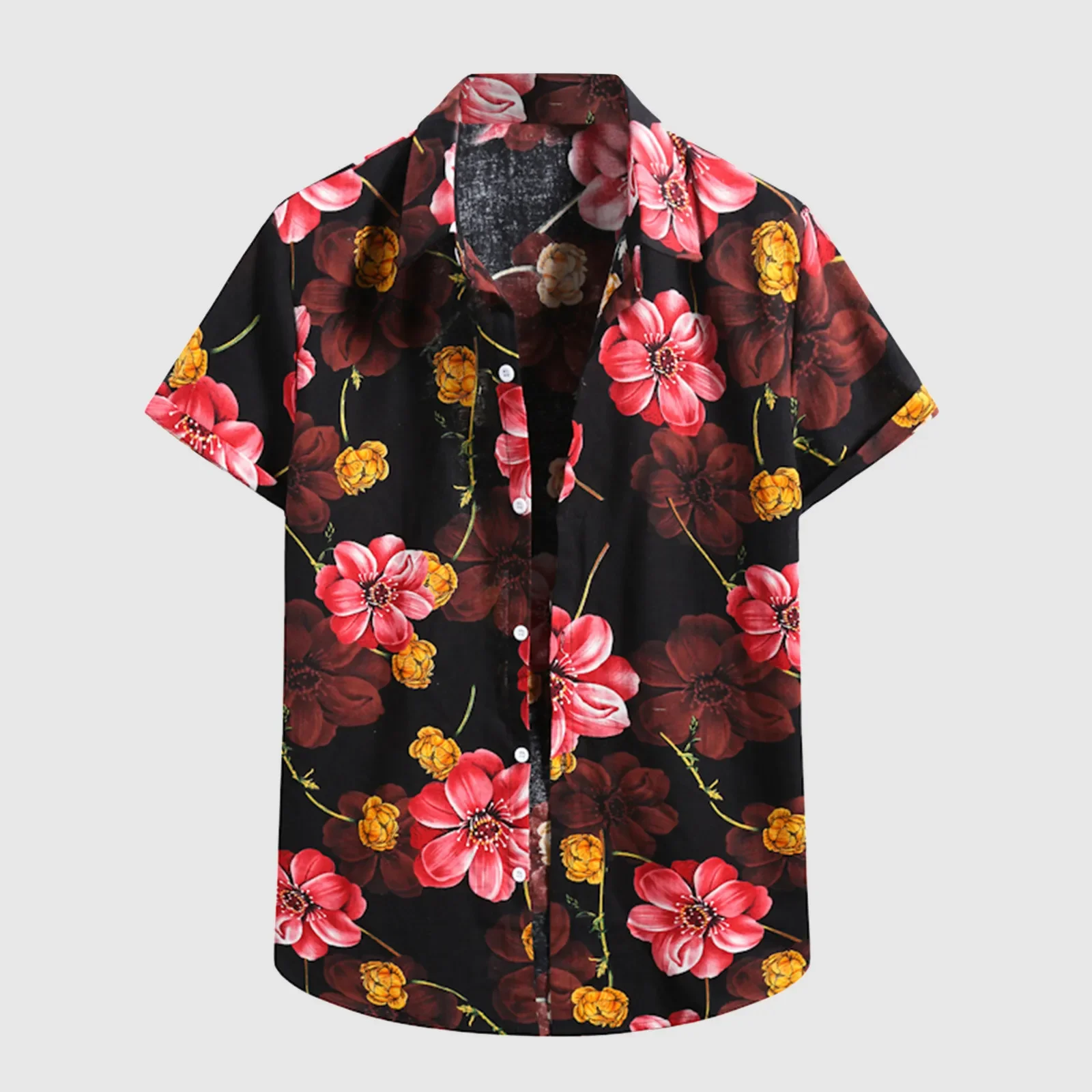 

Short Turn-Down Hawaiian Shirt Floral Fashion Shirts Tops Street Wear Blouse Tops For Spring Autumn Geometric Beachwear