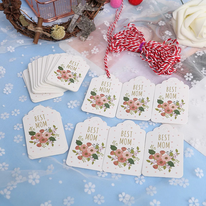 

50pcs/set Best Mom Mothers Day Tag Garment Label Paper Tag Gift Tag