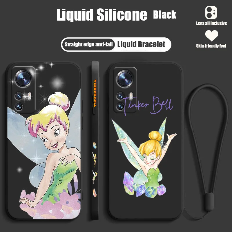 

Disney Tinker Bell For Xiaomi Mi 12T 12S 12 11T 11 10T 10S 10 9 SE CC9E Ultra Lite Pro Liquid Left Rope Phone Case