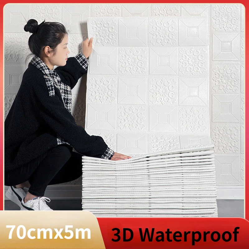 

2023 500cm×70cm Self Adhesive Waterproof 3D Brick Wall Sticker Home Decor DIY Rustic Retro Background Brick Panel Old Wall Cover