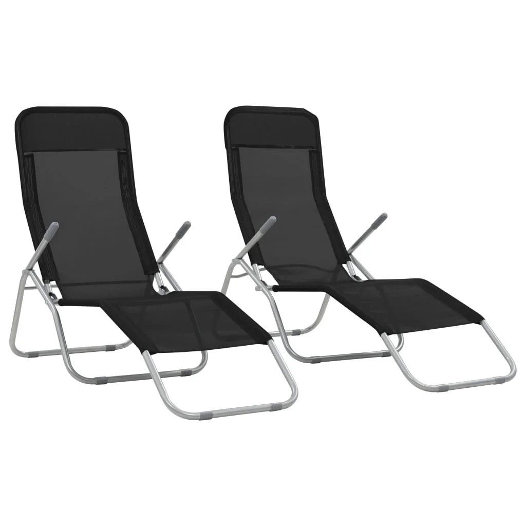 

Folding Sun Loungers 2 pcs Textilene Black