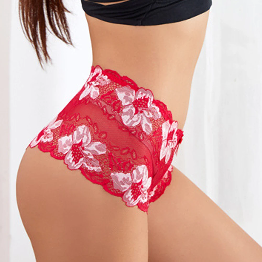 

Women's Panties Elastic Soft Large Size 4XL Lace Ladies Underwear Breathable Sexy Low Rise Floral Lace Panties Plus Size Womens