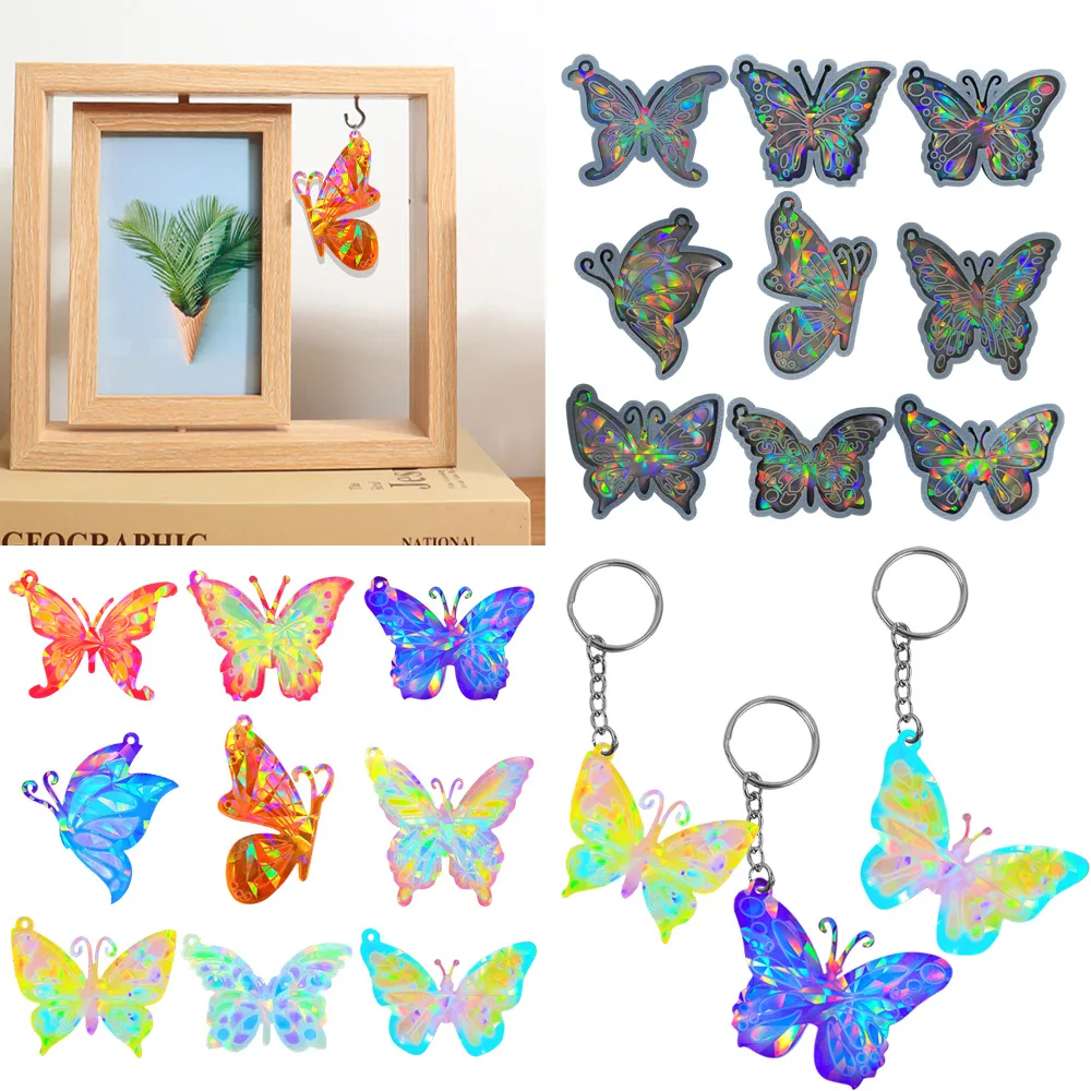 

DIY голографическая Лазерная подвеска в виде бабочки, искусственная бабочка, брелок, силиконовая форма