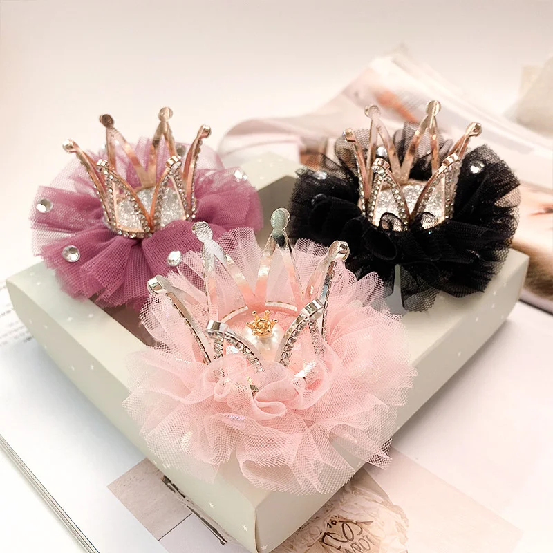 

Girls children's princess hairpin mesh baby hairpin does not hurt hair little girl crown hair accessories tiara and crowns sale