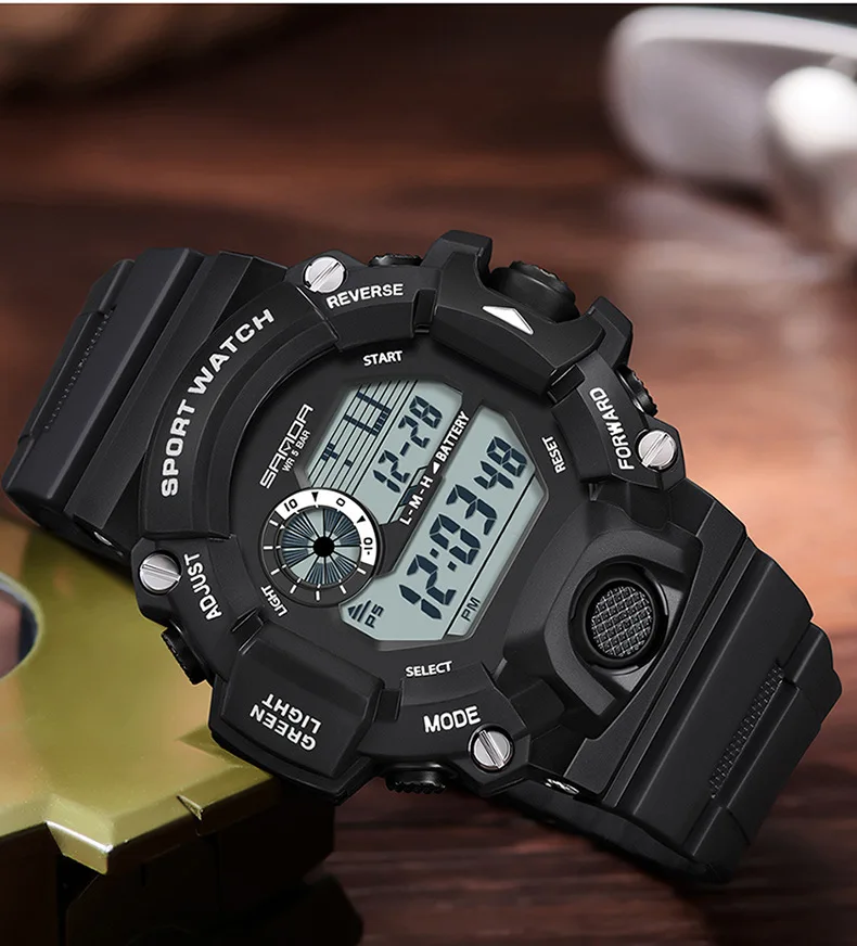 

Sanda 326 New Arrival Of 2023 Electronic Digital Movement Luminous Led Display Dial Outdoor Sports Waterproof Men Wrist Watch