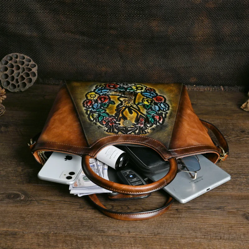 MOTAORA Big Retro Women Shoulder Bags For Woman Leather Handbag Handmade Luxury New Embossed Ladies Handbags Female Bag Green