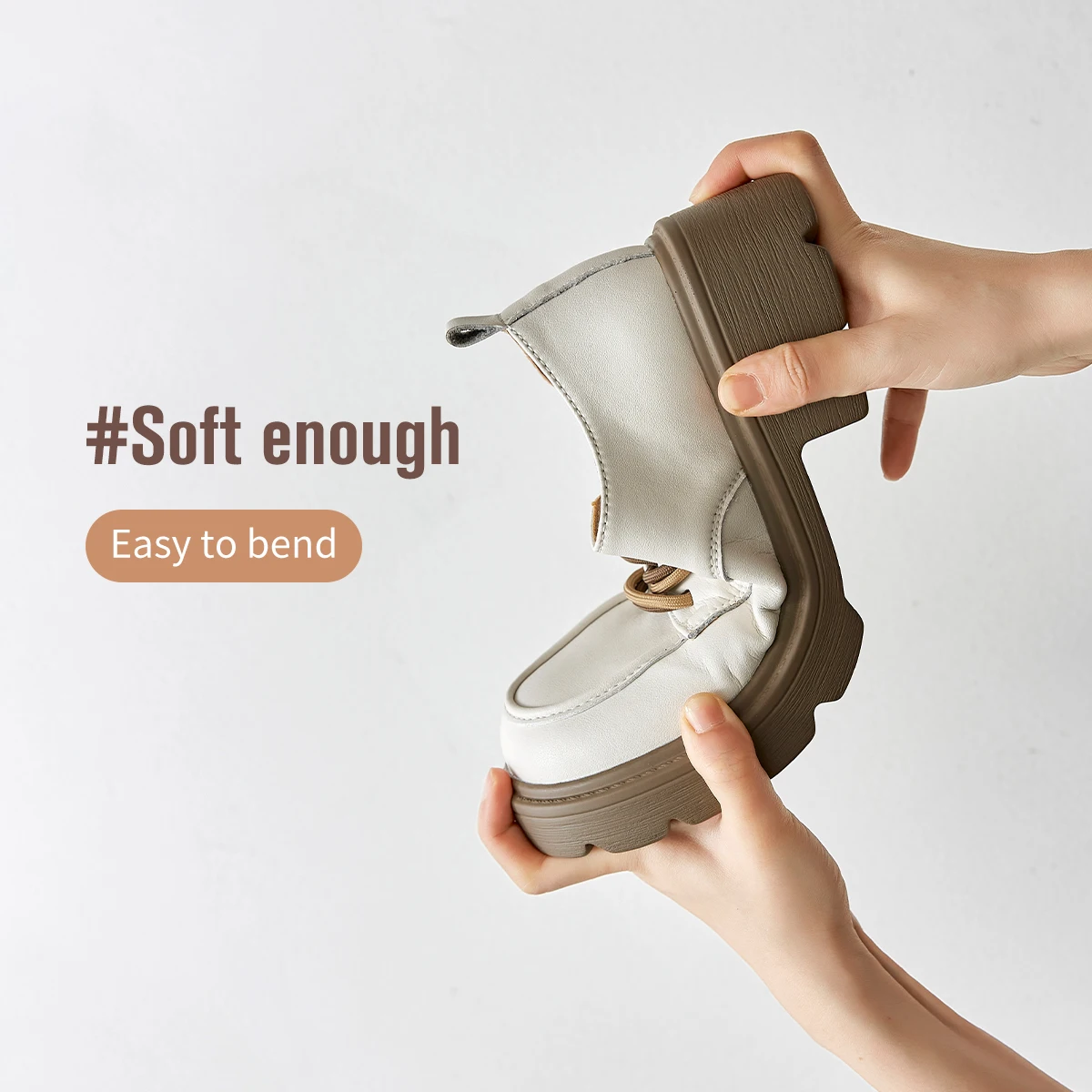 2023 Leather Loafers Round Toe Female Lofers - Women Thick Heels Slip On Black Shoes for Womens - ZHR AY78