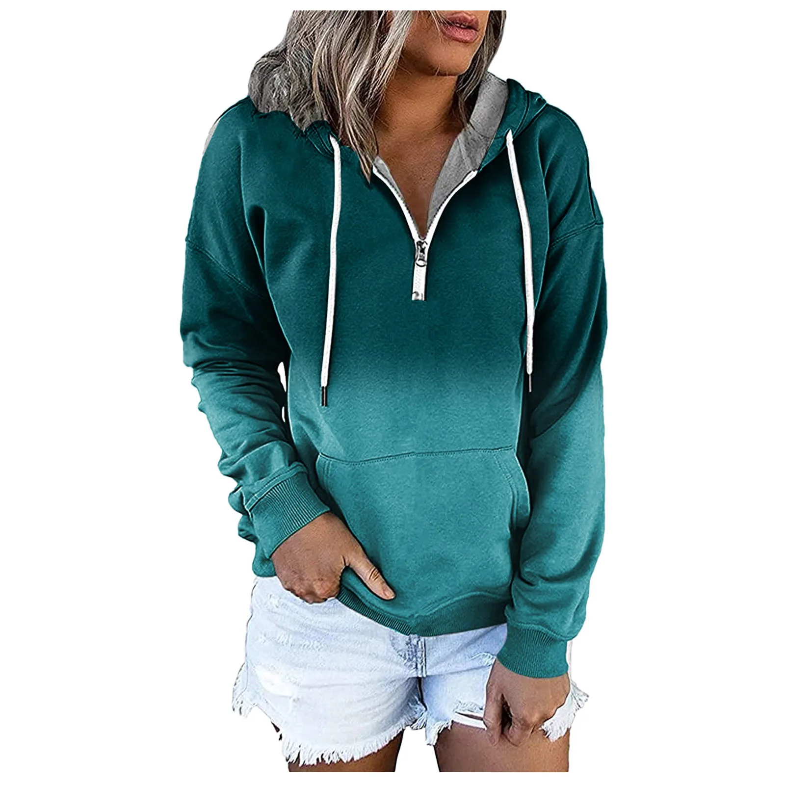 

Women's Gradient Color Printed Sweatshirt Casual Loose Hoodie O Neck Ladies Pullover Long Sleeve Tops Streetwear